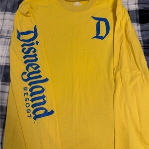 Disneyland Resort Yellow Long Sleeve Tee with Blue Lettering